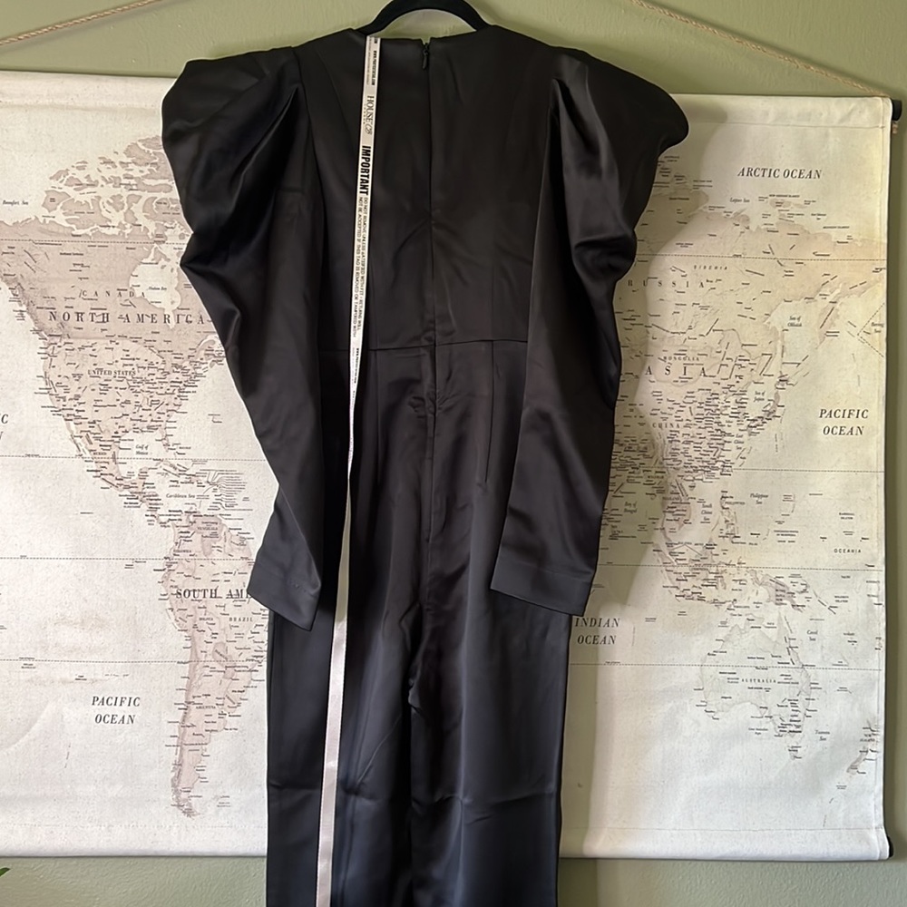 House of CB ‘Escalia’ Black Stretch Satin Jumpsuit NWOT - Picture 8 of 9